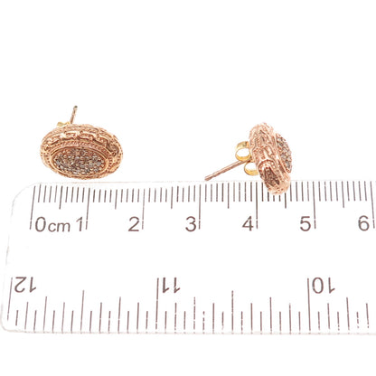 925 Sterling Silver Rose Gold Plated Real Round-Cut Diamond Earrings