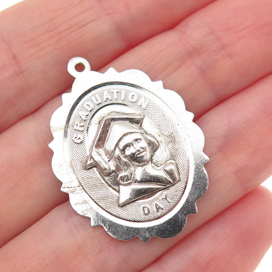 TOWN & COUNTRY 925 Sterling Silver Vintage Graduation Day Charm Pendant