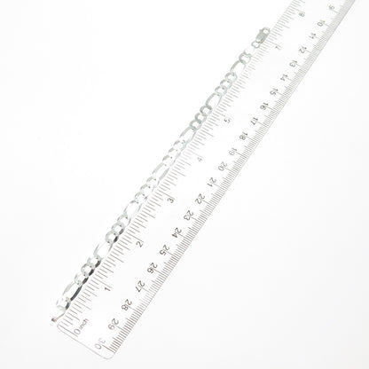 P. LUX 925 Sterling Silver Italy Figaro Link Bracelet 7"