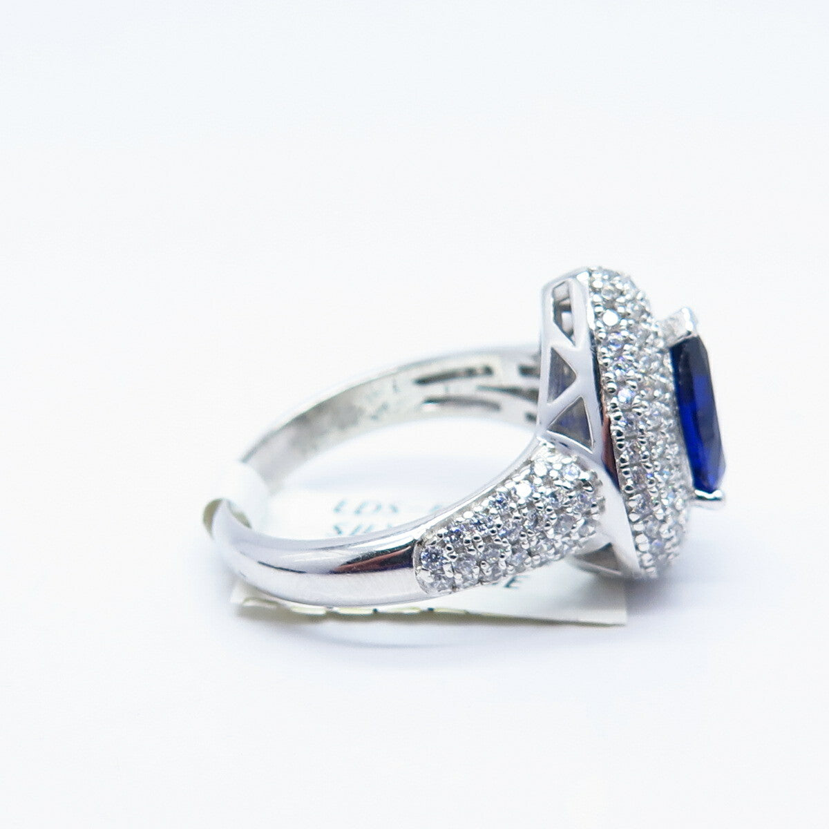 925 Sterling Silver Swarovski White Chrystal Lab-Created Sapphire Ring Size 6.75