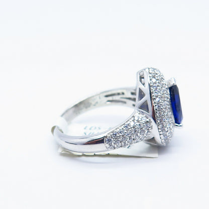 925 Sterling Silver Swarovski White Chrystal Lab-Created Sapphire Ring Size 6.75