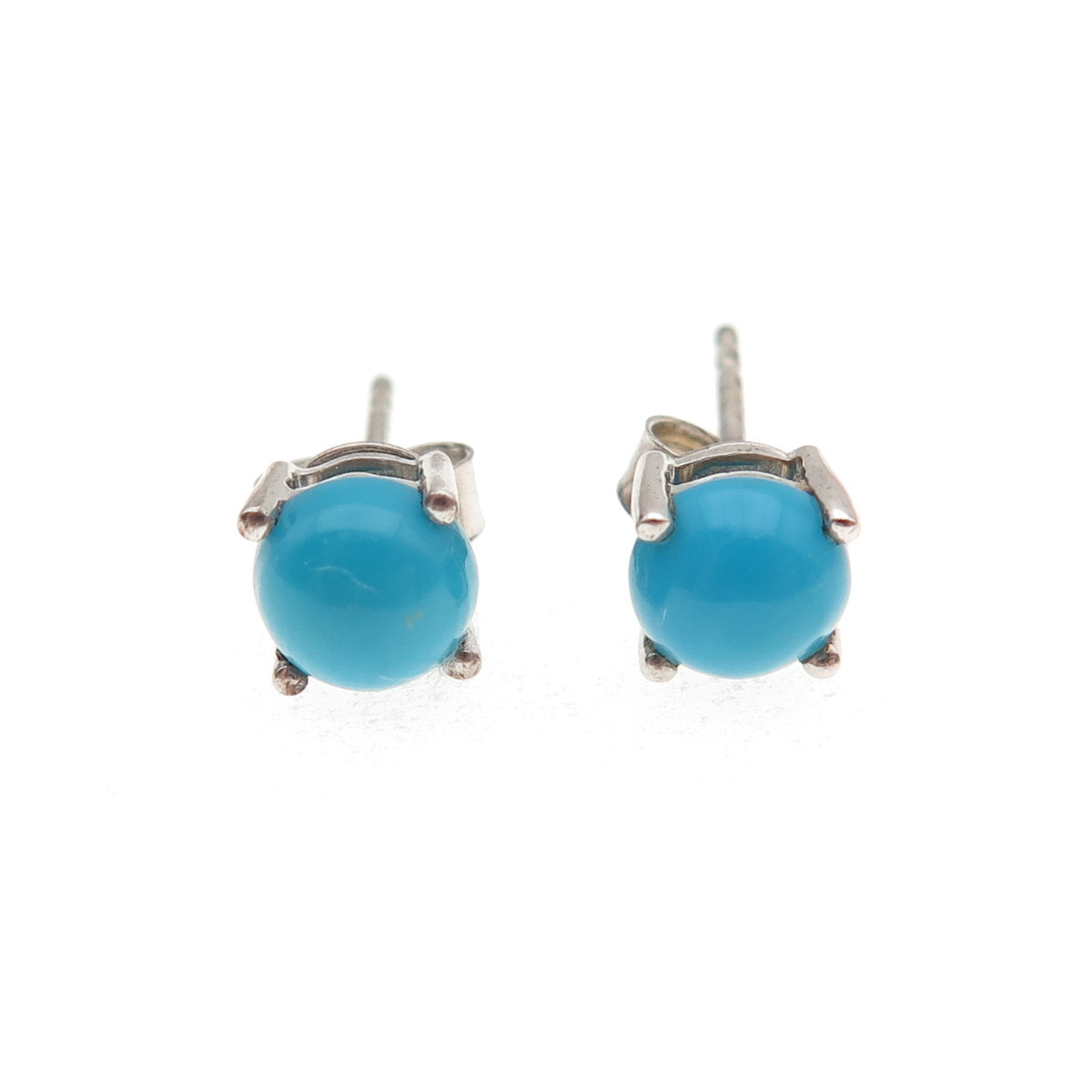 925 Sterling Silver Real Sleeping Beauty Turquoise Stud Earrings