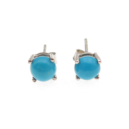 925 Sterling Silver Real Sleeping Beauty Turquoise Stud Earrings