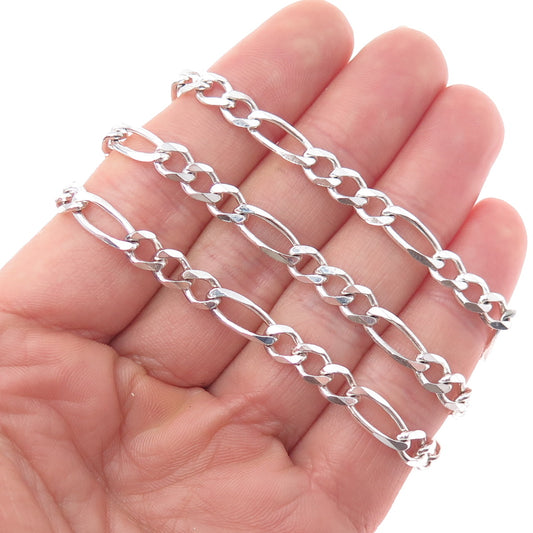 925 Sterling Silver Vintage Italy Figaro Chain Necklace 20"