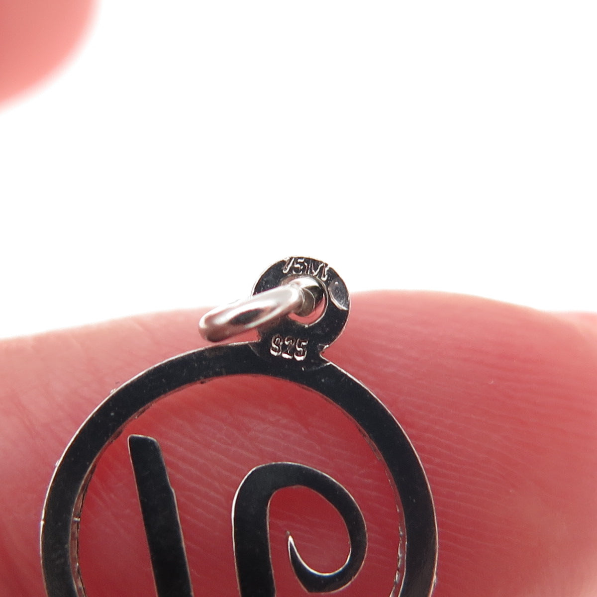 925 Sterling Silver Vintage Diamond-Cut Letter U Initial Mini Charm Pendant