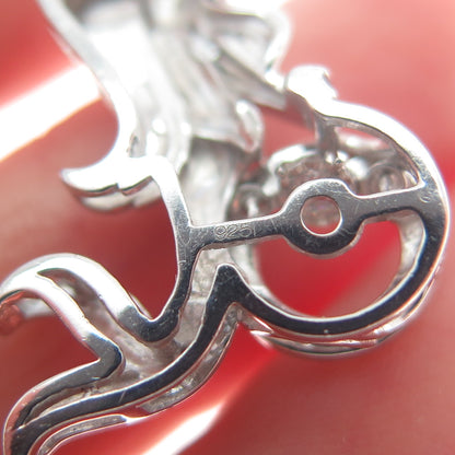 925 Sterling Silver Round-Cut C Z Ariel Mermaid Minimalist Charm Slide Pendant