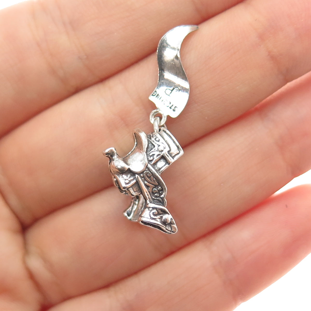 PACIFIC JEWELRY Old Pawn 925 Sterling Turquoise Mexico Horse Saddle Mini Pendant