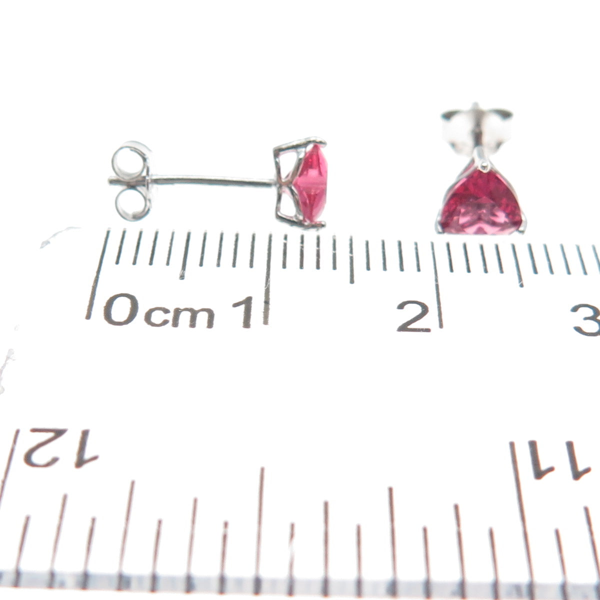 925 Sterling Silver Heart-Cut Pink C Z Stud Earrings