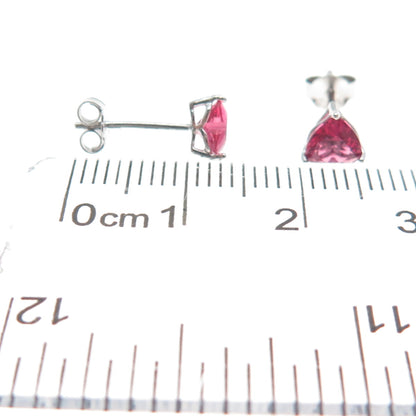 925 Sterling Silver Heart-Cut Pink C Z Stud Earrings