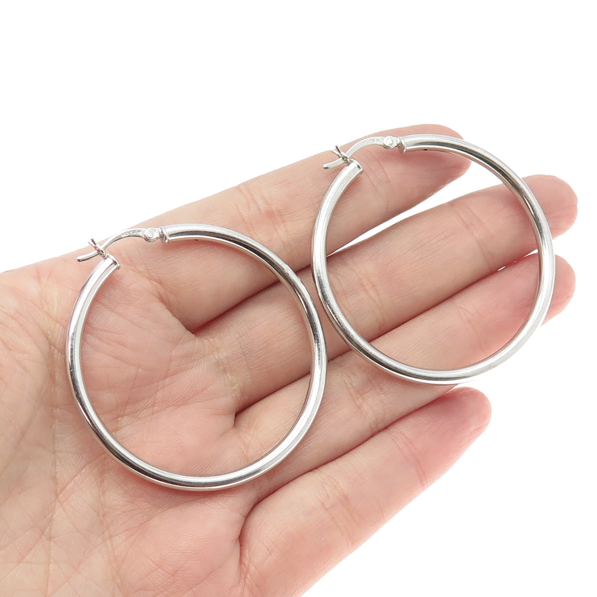 925 Sterling Silver Tube Hoop Earrings