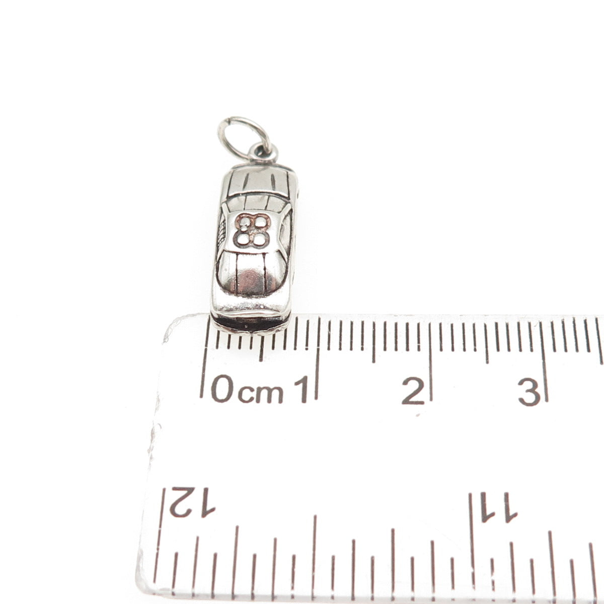 SUNWEST 925 Sterling Silver Vintage Number 88 Race Car Oxidized Charm Pendant