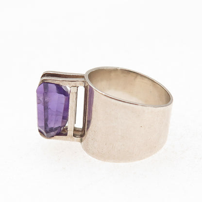 Guayasamin & Taller 925 Sterling Silver Vintage Real Amethyst Ring Size 6.5