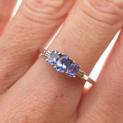 Chuck Clemency 925 Sterling Silver Real Oval-Cut Tanzanite Ring Size 7