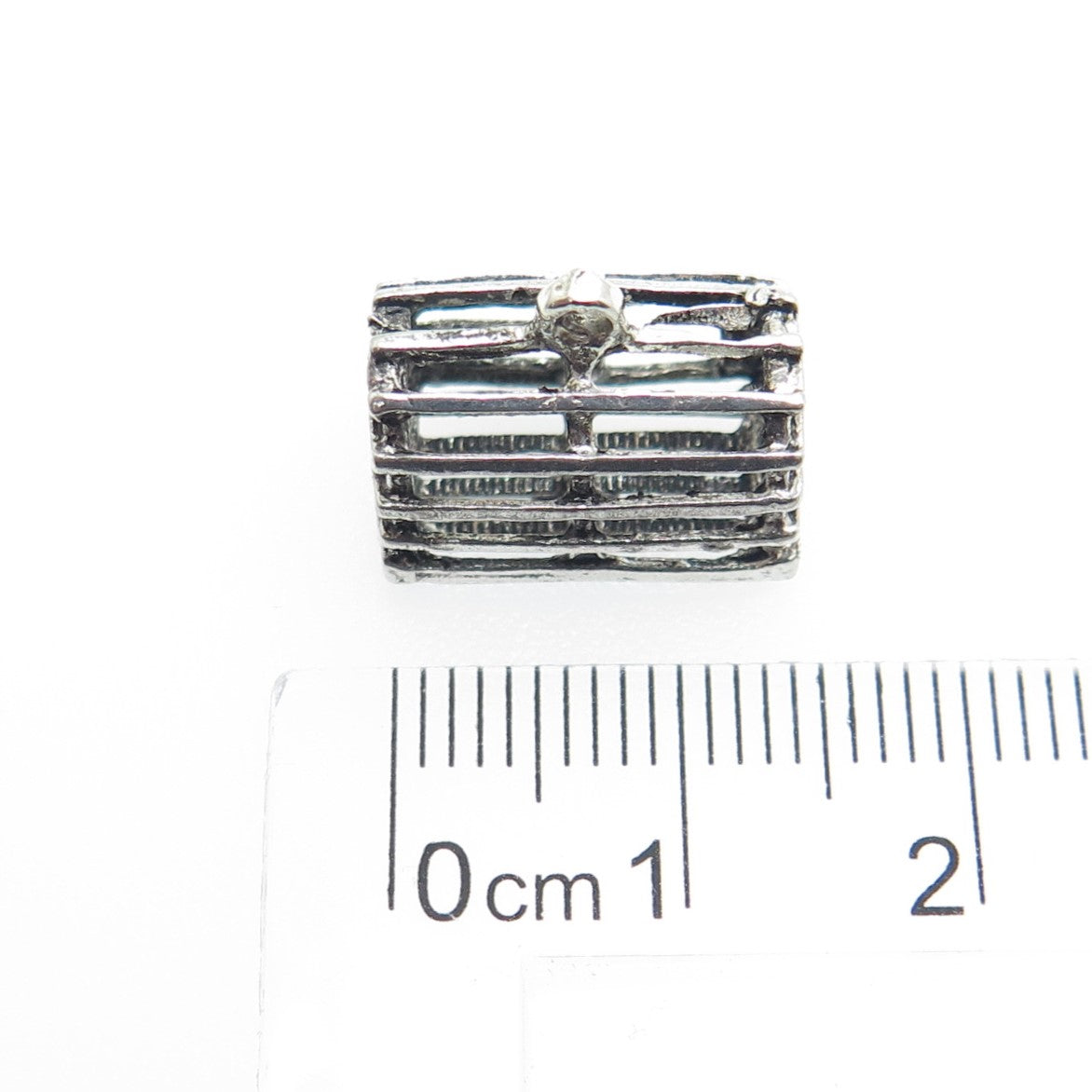 925 Sterling Silver Antique Art Deco Cage Minimalist Charm Pendant