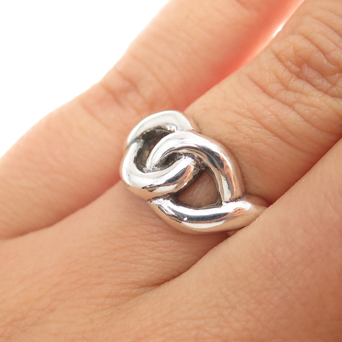CHAPAL ZENRAY 925 Sterling Silver Vintage Modernist Interlocked Ring Size 7.25