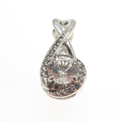 925 Sterling Silver Real White Topaz Gemstone Slide Pendant