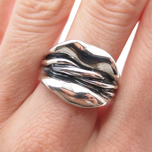 HAGIT GORALI 925 Sterling Silver Vintage Israel Modernist Oxidized Ring Size 9