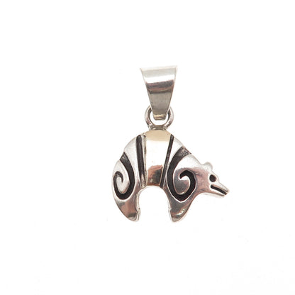 Ervin Hoskie Navajo Old Pawn Sterling Silver Vintage Native Bear Charm Pendant