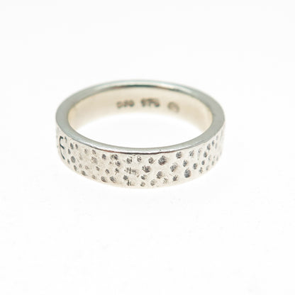 925 Sterling Silver Vintage Blessed Be Hammered Oxidized Band Ring Size 5
