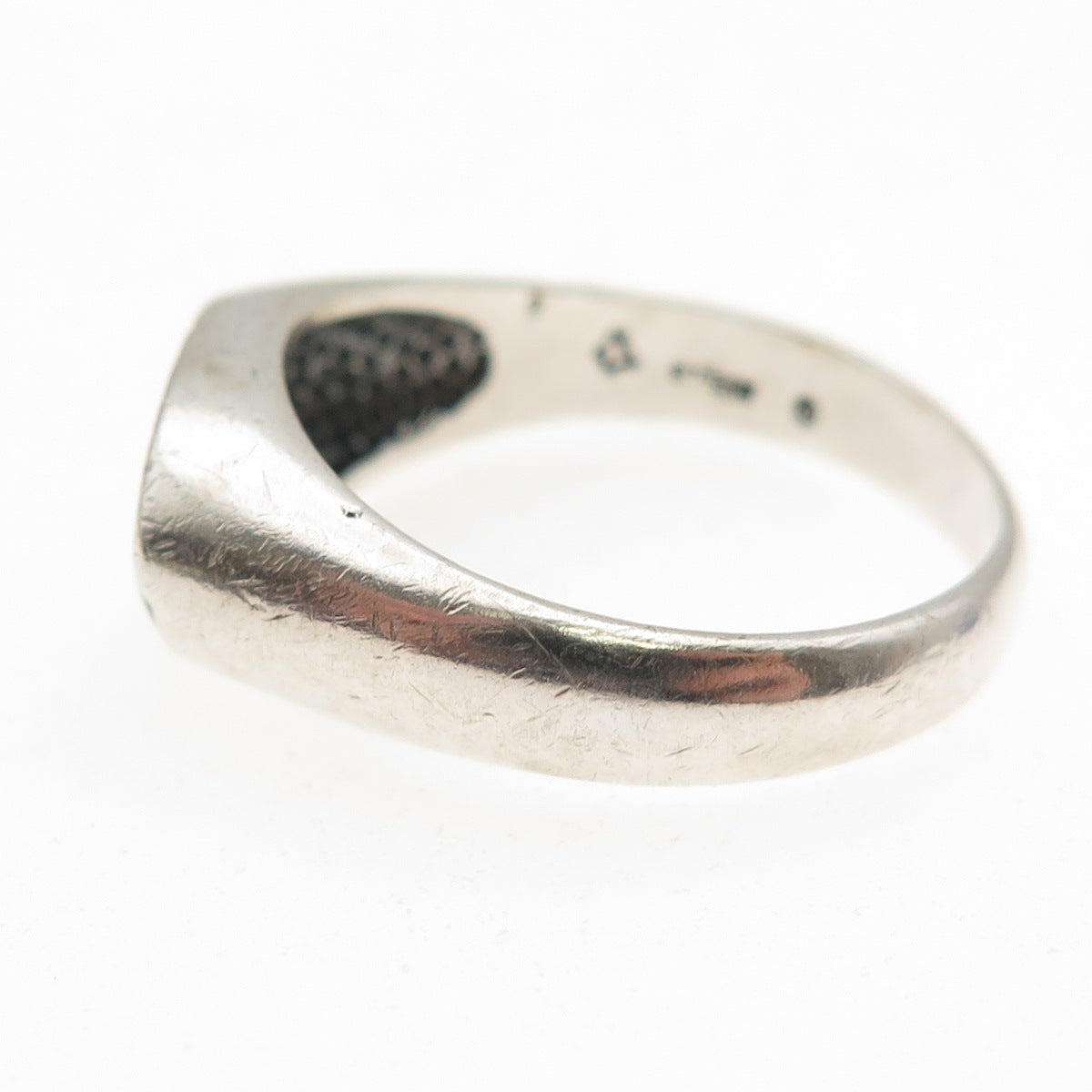 SILVER FOX Old Pawn 925 Sterling Vintage Turquoise Inlay Tribal Ring Size 10.75