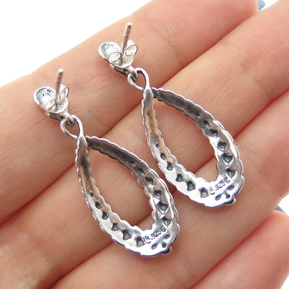 CAROLYN POLLACK American West Sterling Silver Vintage Feather Oxidized Earrings