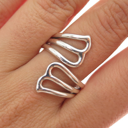 925 Sterling Silver Vintage Modernist Adjustable Ring Size 9