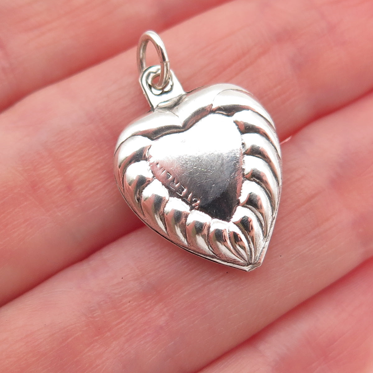 925 Sterling Silver Antique Art Deco Chatelaine Heart Mini Charm Pendant