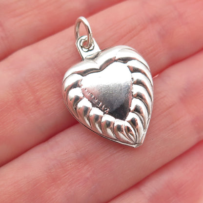 925 Sterling Silver Antique Art Deco Chatelaine Heart Mini Charm Pendant