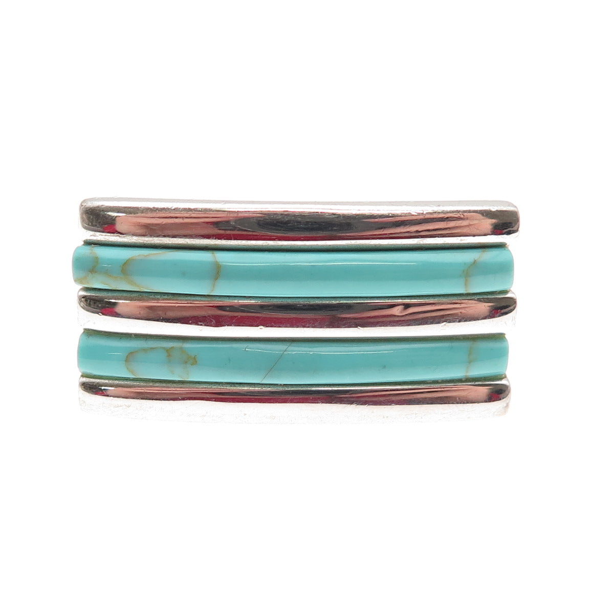 ATI Annika Witt Sterling Silver Vintage Real Turquoise Modernist Ring Size 5.75