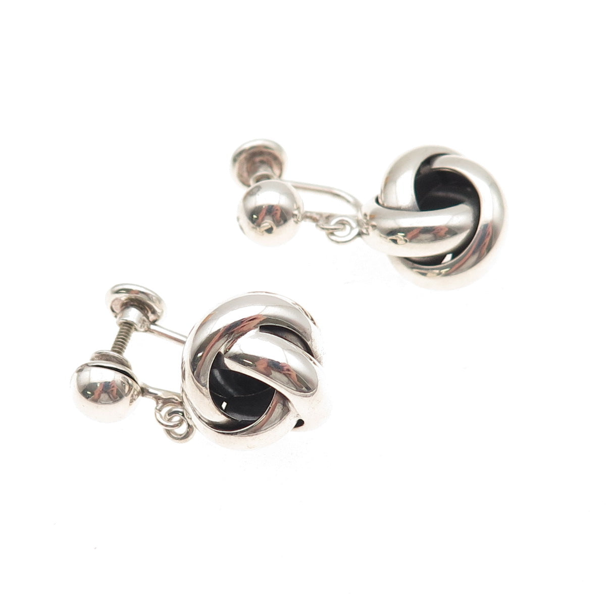 Danecraft Sterling Silver Vintage Interlocked Trinity Dangle Screw Back Earrings