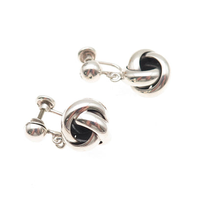 Danecraft Sterling Silver Vintage Interlocked Trinity Dangle Screw Back Earrings