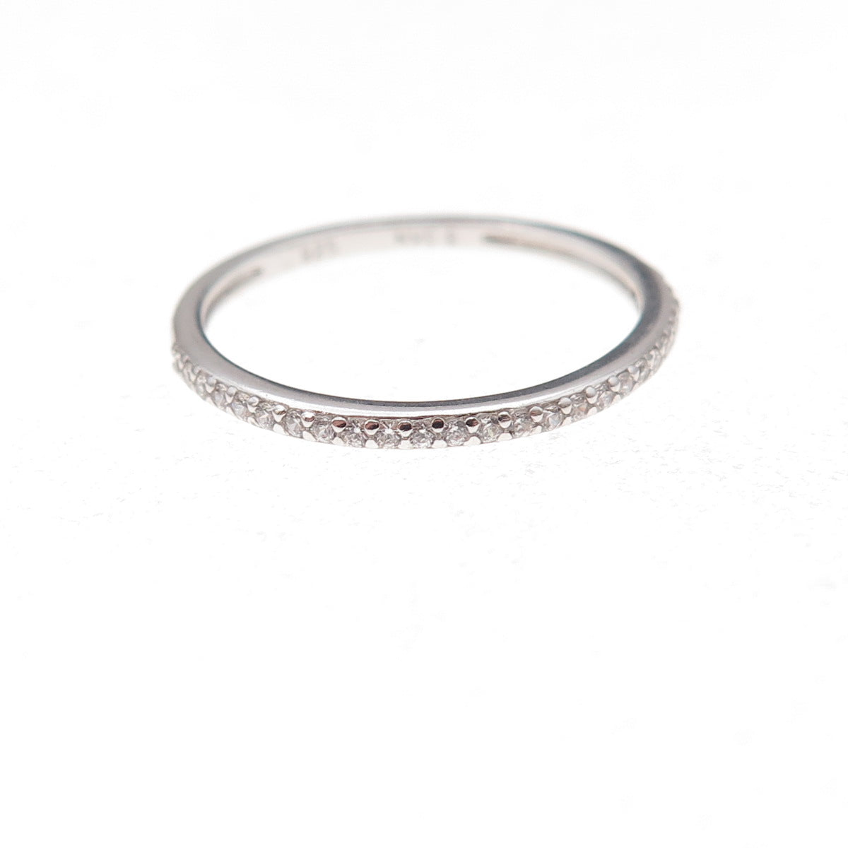 925 Sterling Silver Round-Cut C Z Half Eternity Stackable Band Ring Size 6