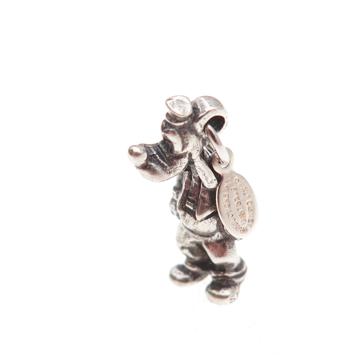 Walt Disney 925 Sterling Silver Vintage Goofy Oxidized 3D Mini Charm Pendant