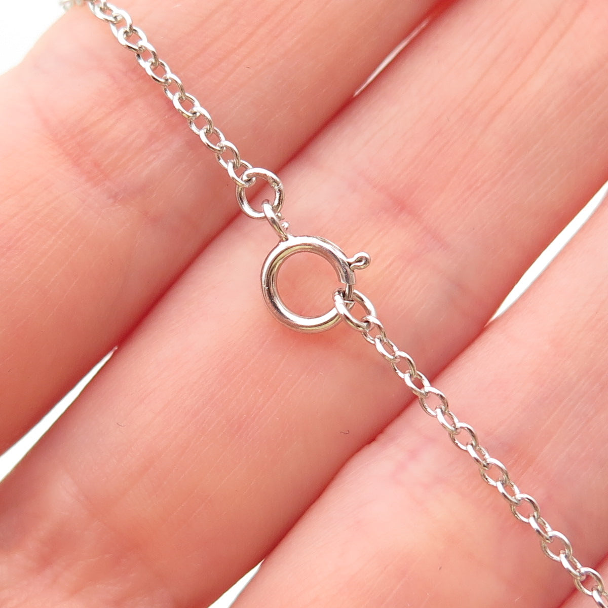925 Sterling Silver Oval-Cut Red C Z Dangle Charm Cable Chain Necklace 16"