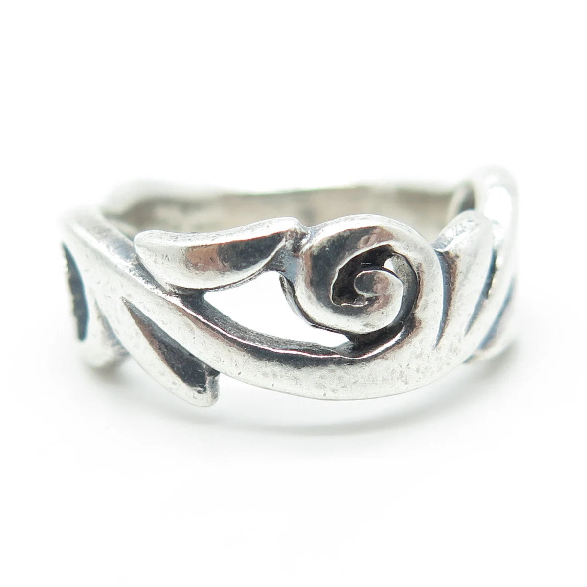 925 Sterling Silver Vintage Swirl Spiral Band Ring Size 7