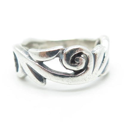 925 Sterling Silver Vintage Swirl Spiral Band Ring Size 7