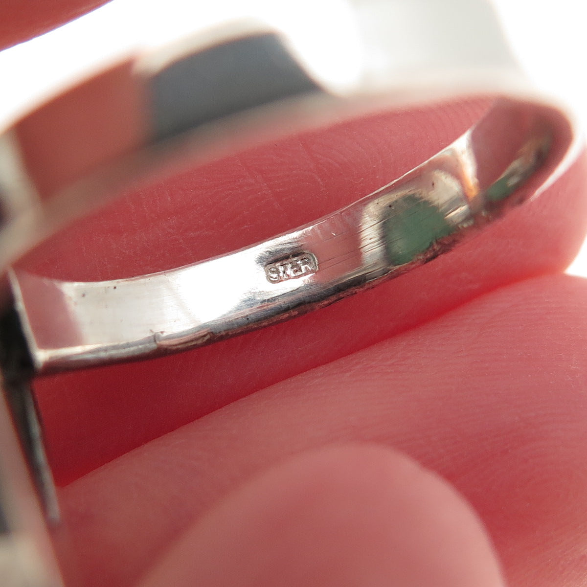 925 Sterling Silver Vintage Real Cabochon Chrysoprase Ring Size 8