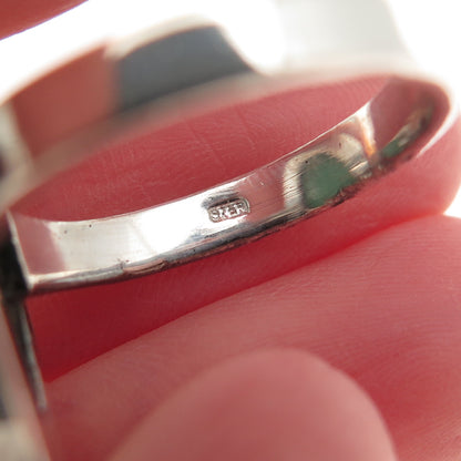925 Sterling Silver Vintage Real Cabochon Chrysoprase Ring Size 8