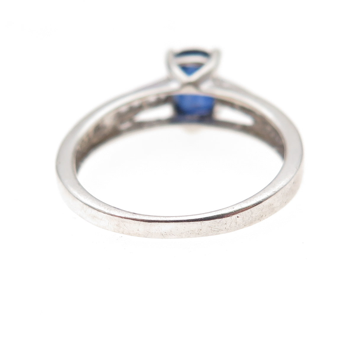 925 Sterling Silver Lab-Created Sapphire & C Z Ring Size 6.75