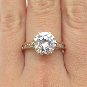 925 Sterling Silver Gold Plated Round-Cut C Z Engagement Ring Size 9.25