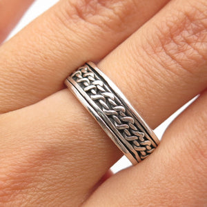 925 Sterling Silver Vintage Wicker Band Ring Size 7.25