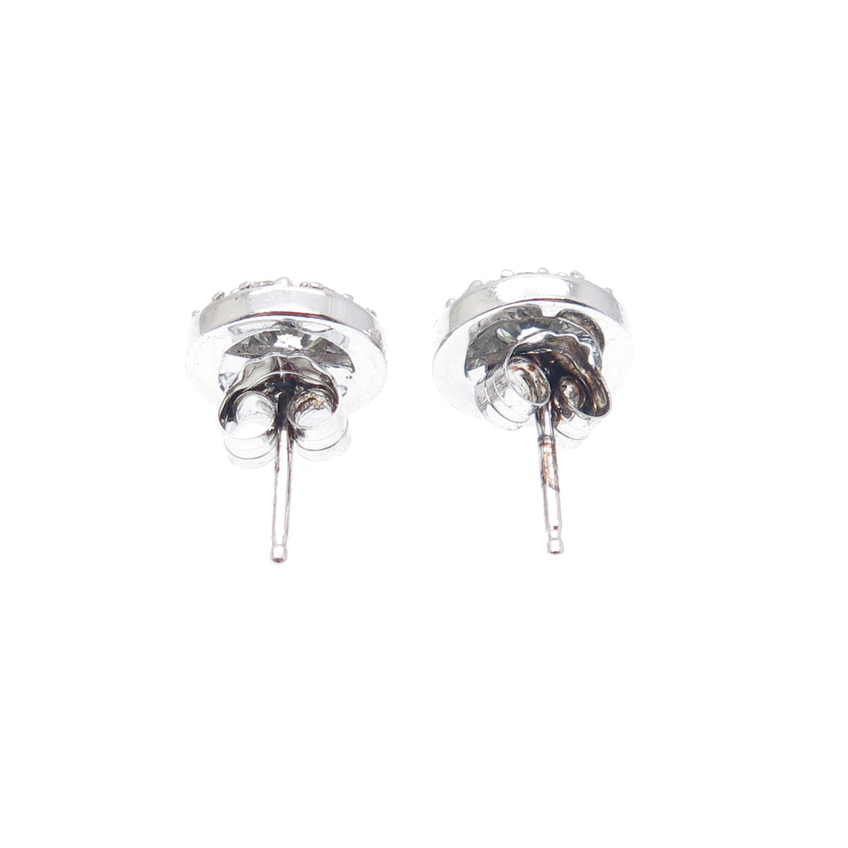 925 Sterling Silver Round-Cut Shaped C Z Sparkle Stud Earrings