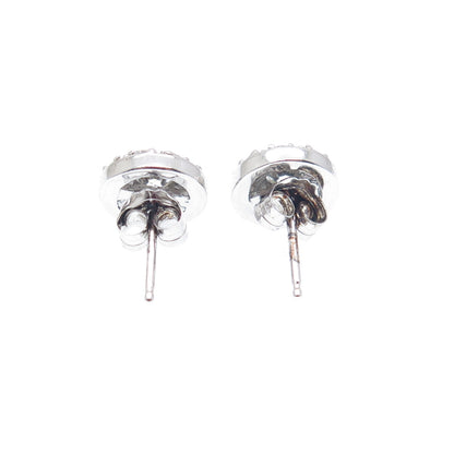 925 Sterling Silver Round-Cut Shaped C Z Sparkle Stud Earrings