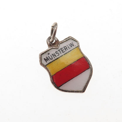 Fritz Reu & Co. 800 Silver Vintage Enamel Munster Germany Mini Charm Pendant