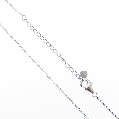 DSMK 925 Sterling Silver White & Canary C Z Teardrop Cable Chain Necklace 16-18"