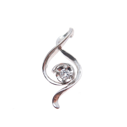 925 Sterling Silver Round-Cut C Z Treble Clef Minimalist Charm Pendant