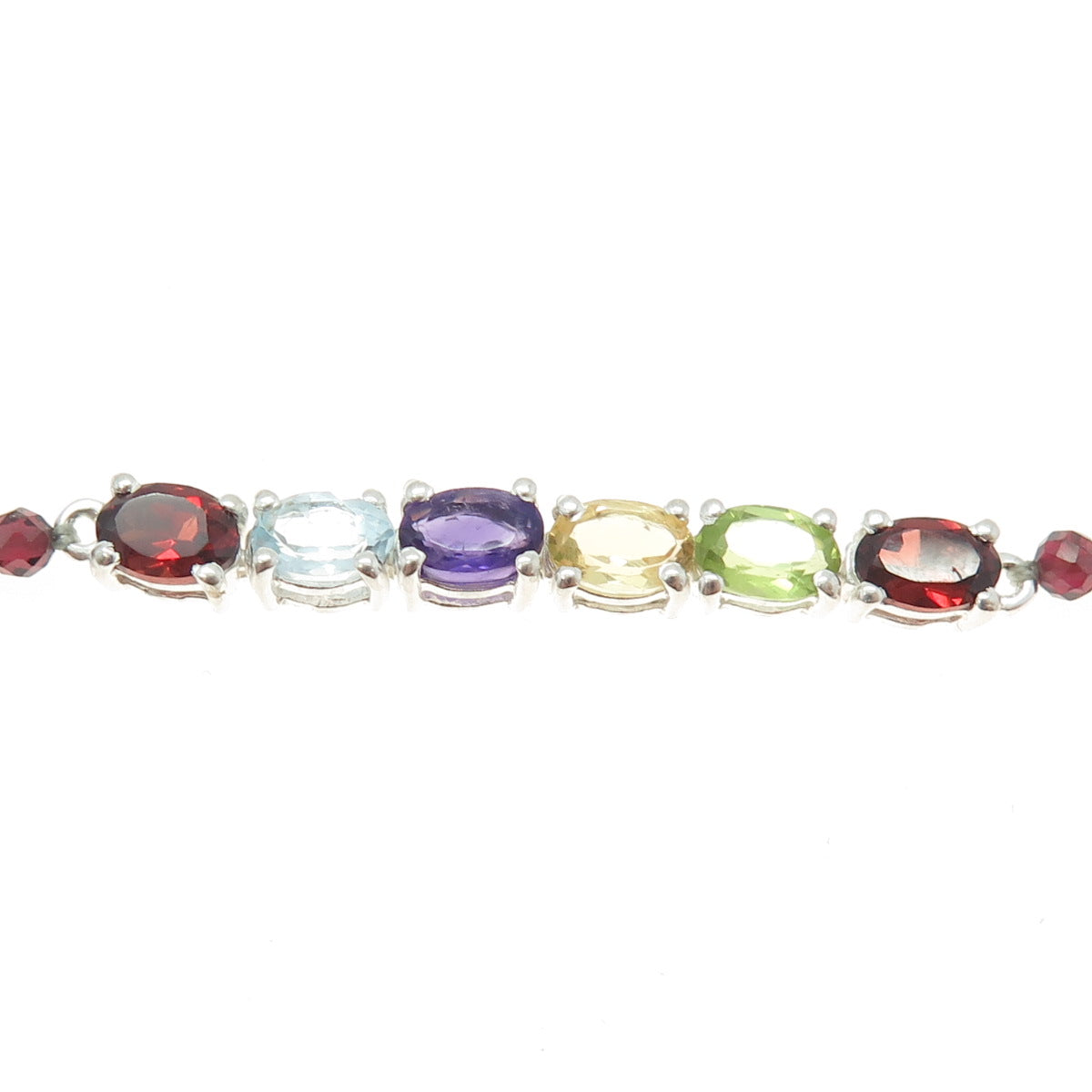 D'JOY 925 Sterling Silver Topaz Amethyst Garnet Peridot Citrine Bracelet 7-7.75"