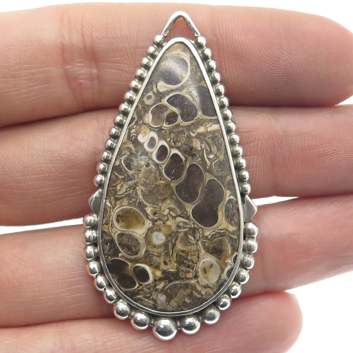 Z ARTIE YELLOWHORSE Old Pawn 925 Sterling Silver Vintage Fossil Pendant