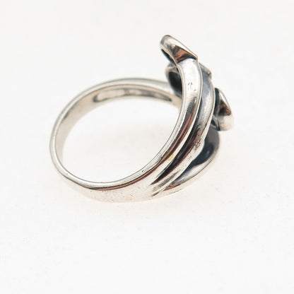 925 Sterling Silver Vintage Real London Blue & White Topaz Oxidized Ring Size 7