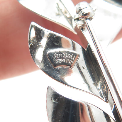 VAN DELL 925 Sterling Silver Vintage Laurel Leaf Pin Brooch